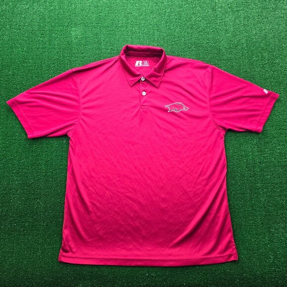 Arkansas Razorbacks Polo Shirt Mens Large Red Short Sleeve College Football NCAA - Picture 1 of 9